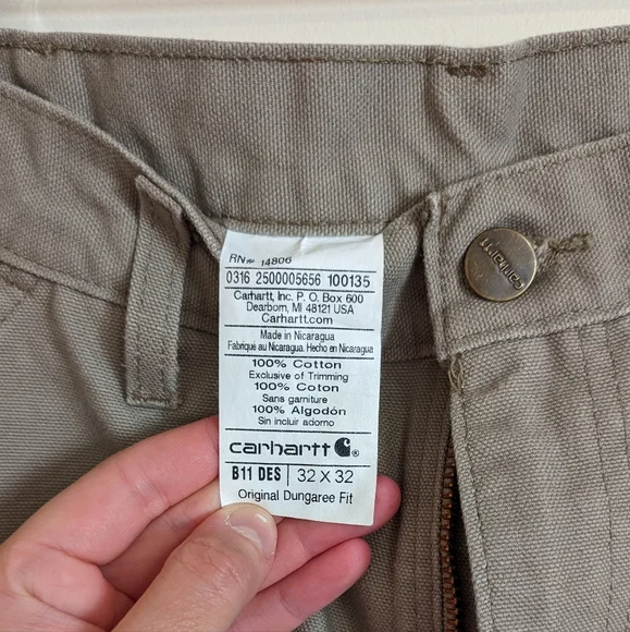 Carhartt Men's Washed Duck Work Dungaree in Desert - Picture 3 of 4